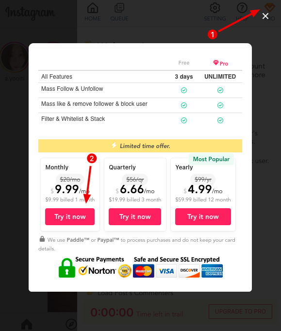 IG Auto Bot chrome extension subscribe pro